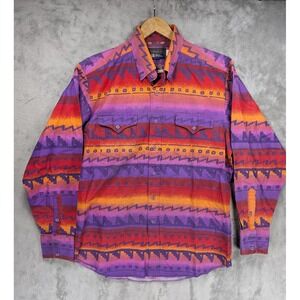 Vintage Panhandle Slim Aztec South Western Men's Shirt 80s Made In USA 16.5 X 35